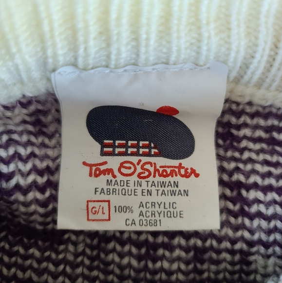 Vintage Grandpa-core White, Green and Purple Sweater - Picture 6 of 8